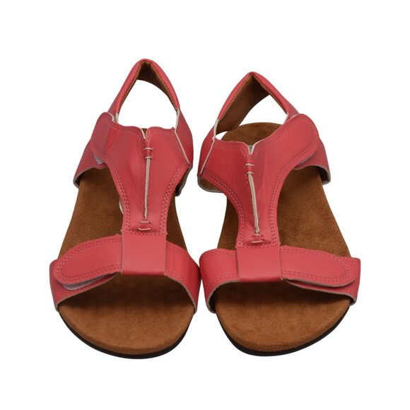 Womens Pink Open Toe Sandals With Velcro Strap Closure Size 10 - Picture 2 of 5